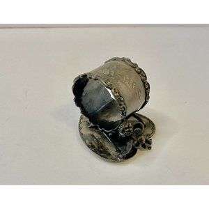 Antique Meriden Napkin Holder Cherub Wishbone Chicken Foot Engraved Lucky Charms